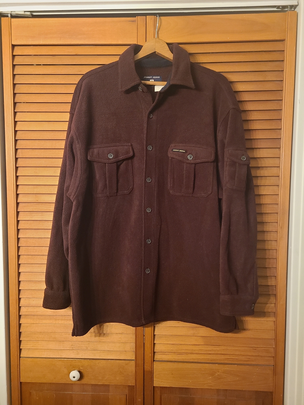 Point Zero Men's Dark Burgundy Fleece Overshirt Jacket